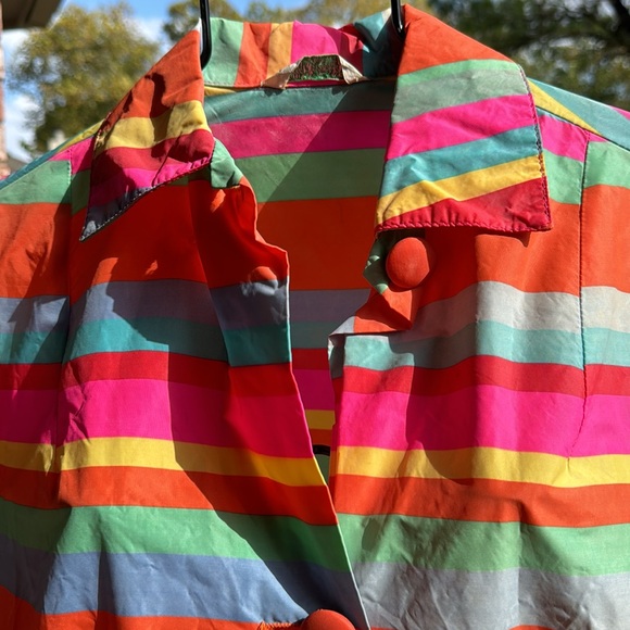 Vintage Aquasheen Aqua Sheen Striped Raincoat Rain Coat XS To Die For USA Made - Picture 5 of 11